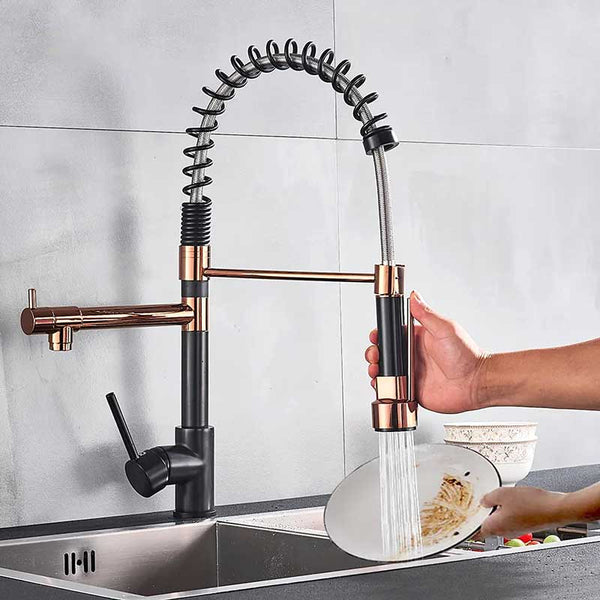 Gourmet Kitchen Faucet – Premium Black Rosé Gold