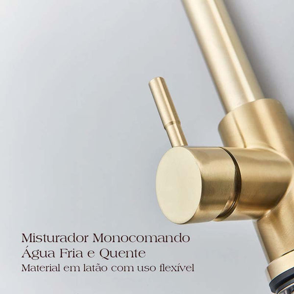 Gourmet Kitchen Faucet – Slim Gold Escovado