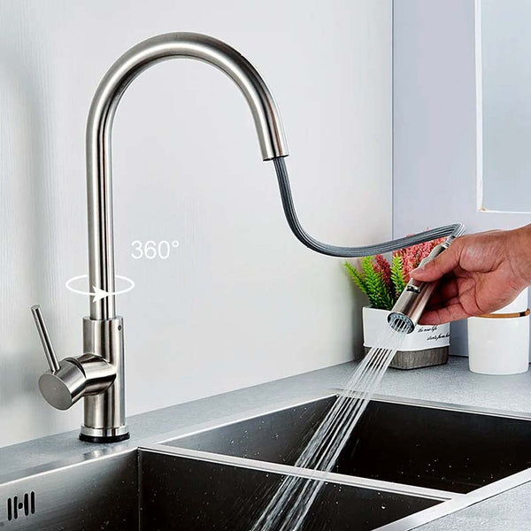 Gourmet Kitchen Faucet – Slim Brushed Nickel