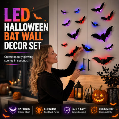 3D LED Bat Stickers — Turn Your Walls Into a Haunted Masterpiece 👻