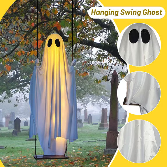 39-Inch Swinging Ghost with LED Lights & Remote Control