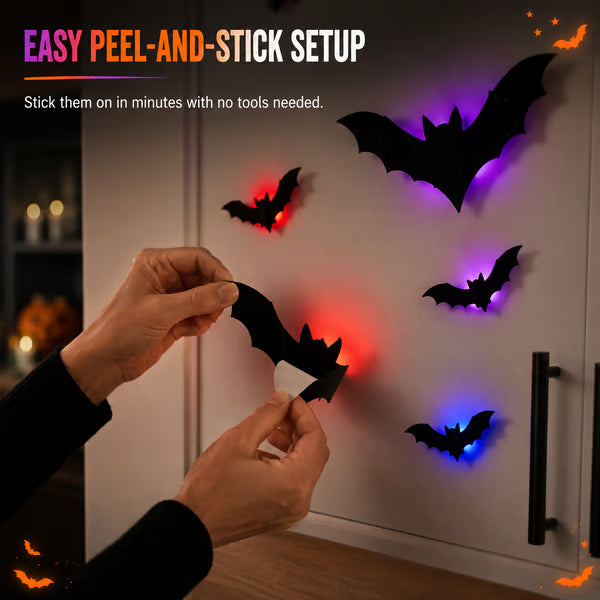 3D LED Bat Stickers — Turn Your Walls Into a Haunted Masterpiece 👻