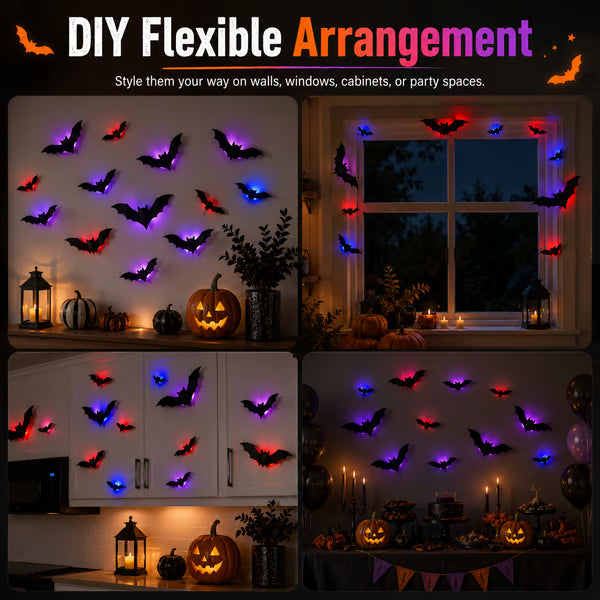3D LED Bat Stickers — Turn Your Walls Into a Haunted Masterpiece 👻