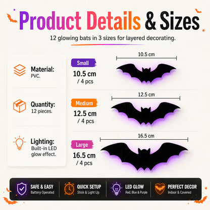 3D LED Bat Stickers — Turn Your Walls Into a Haunted Masterpiece 👻