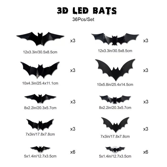 3D LED Bat Stickers — Turn Your Walls Into a Haunted Masterpiece 👻