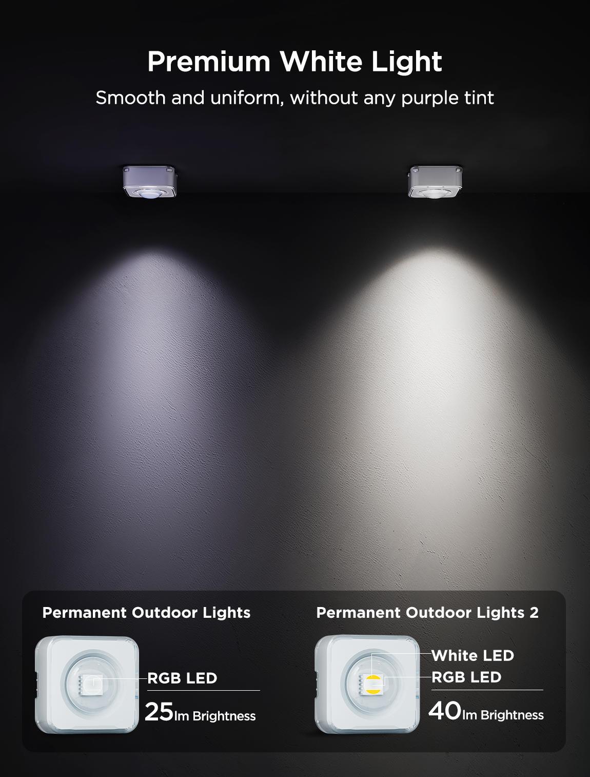 Govee permanent outdoor light 2 has a premium white light than 1
