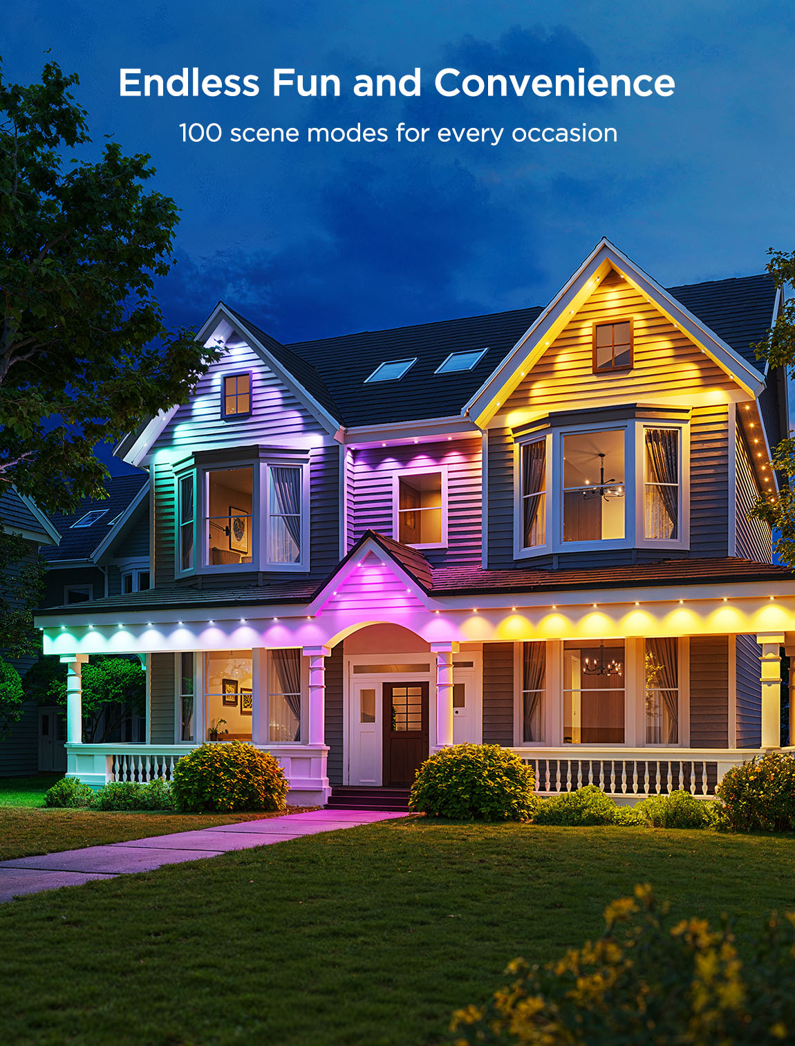 Govee permanent outdoor light has 100 scenes for daily occasion