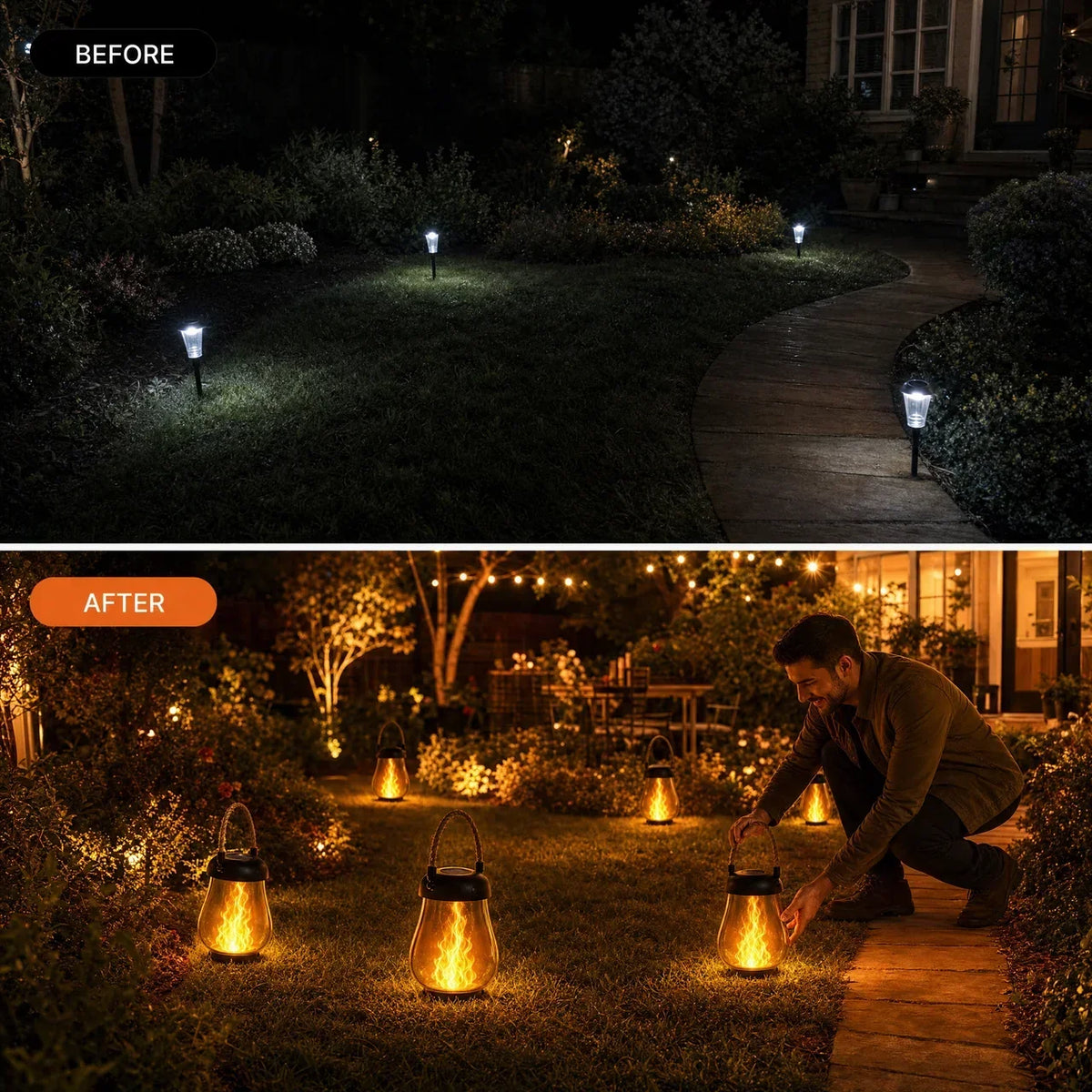 New Arrival - Retro Flame Lantern✨ Transform Your Patio with Warm, Flickering Solar Flame Lanterns