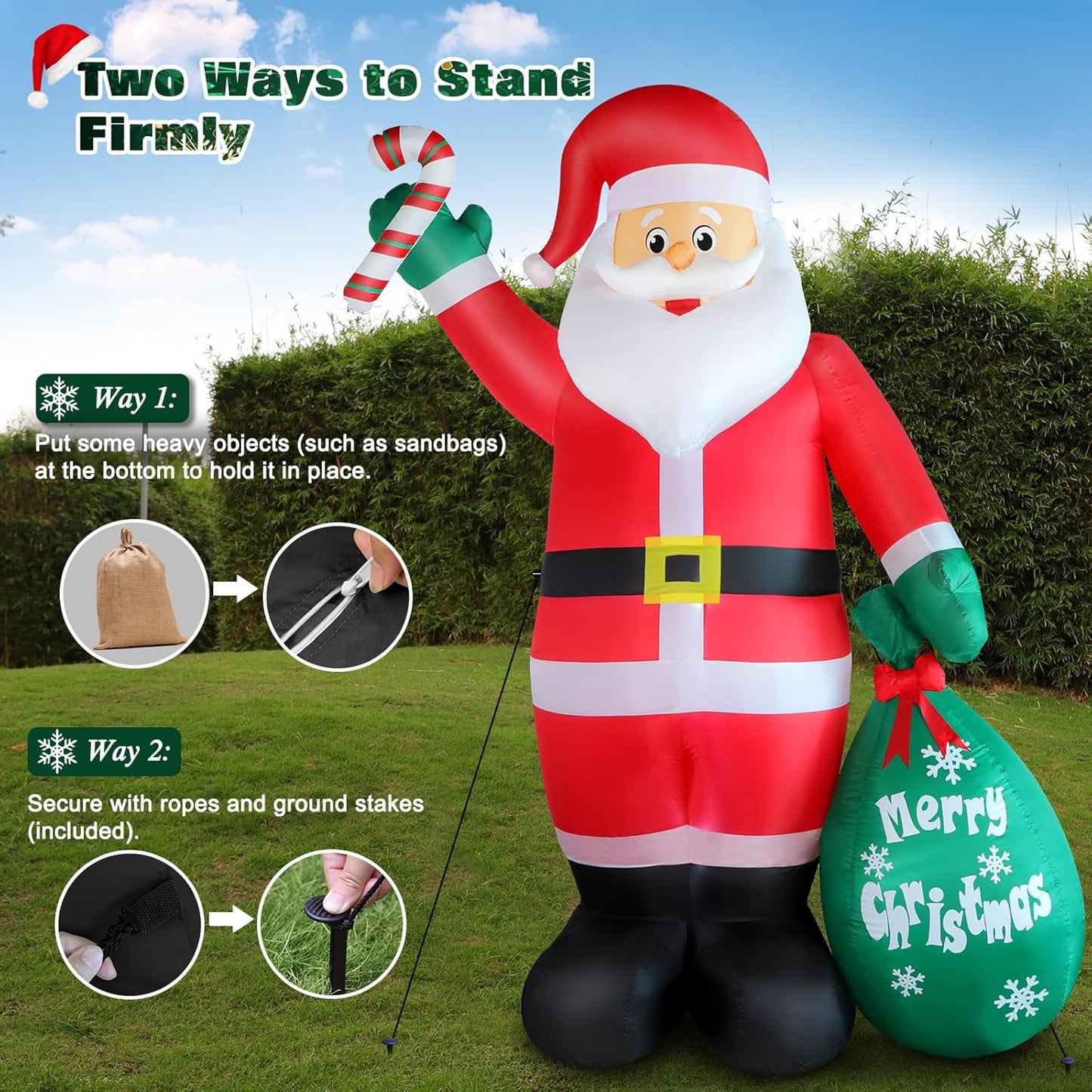 14 FT Christmas Inflatable Festive Santa Blow-Up Decor