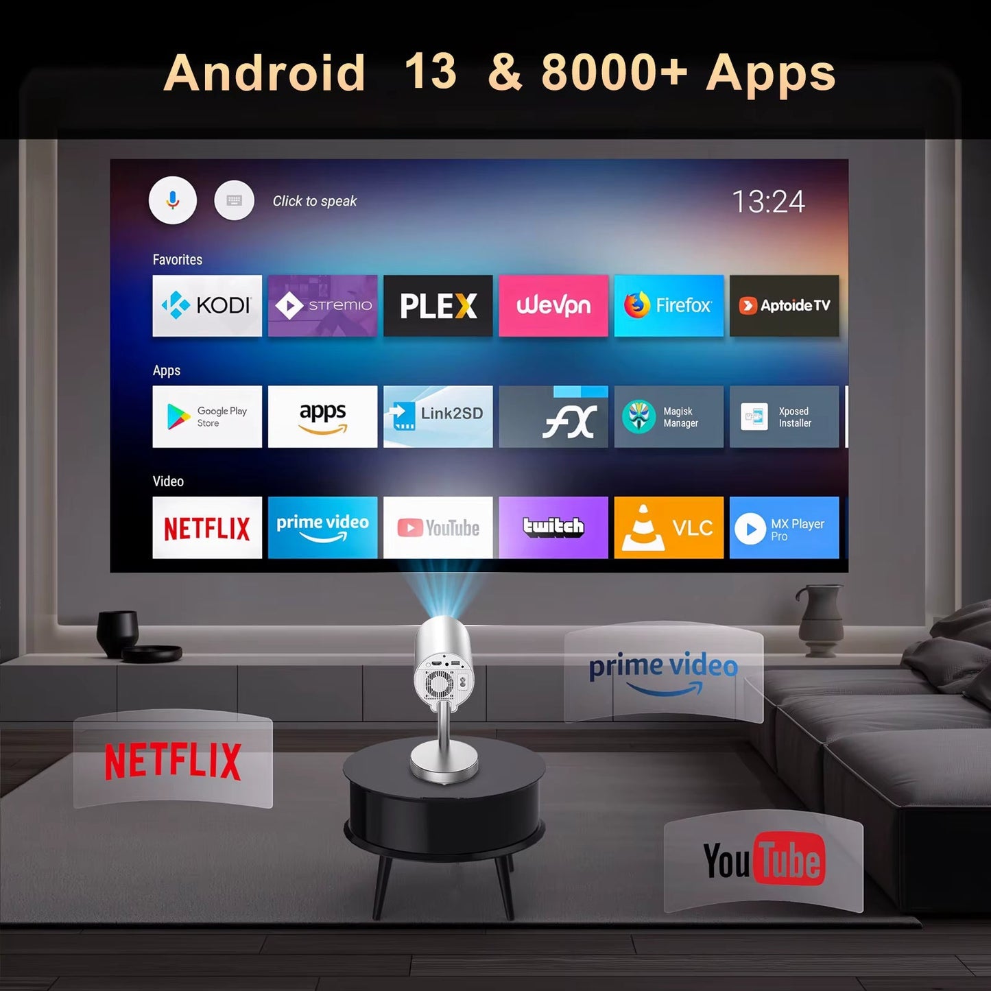 Smart Projector 4k With Wifi And Bluetooth