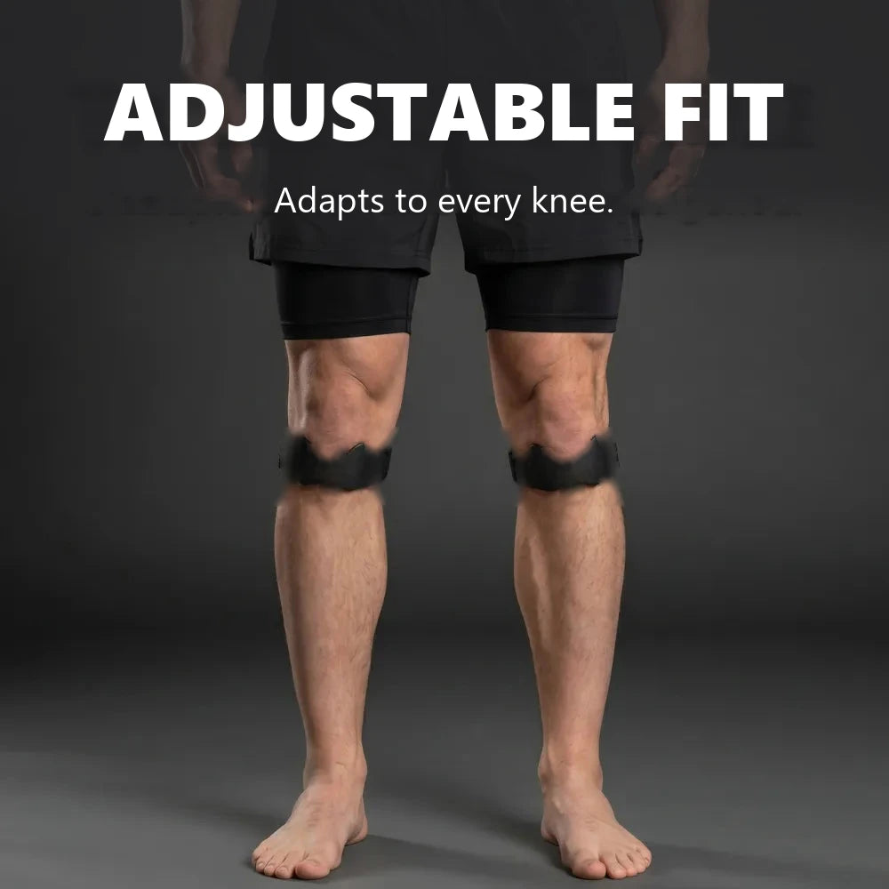 Adjustable patellar strap worn on both knees