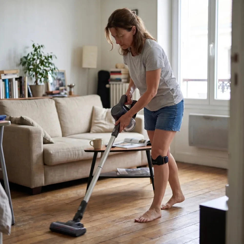 Wearing the patellar strap at home