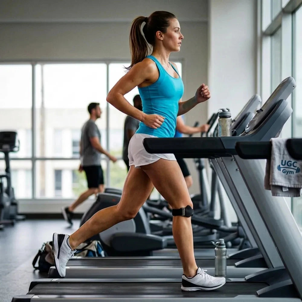 Patellar strap on a treadmill