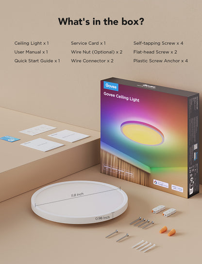 Refurbished Govee 12-Inch RGBWW + RGBIC Smart Ceiling Light